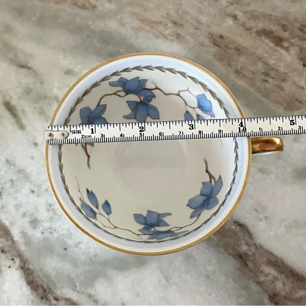 Rosenthal Selb Germany Winifred China White & Blue Floral Print Gold Rim Tea Cup